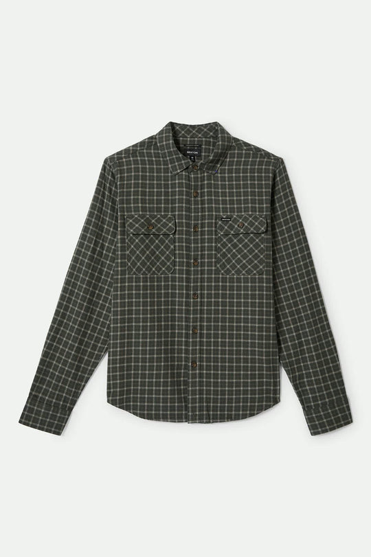 Men's Bowery Lightweight Ultra Soft L/S Flannel in the color Ivy Green/Whitecap - Front Product View