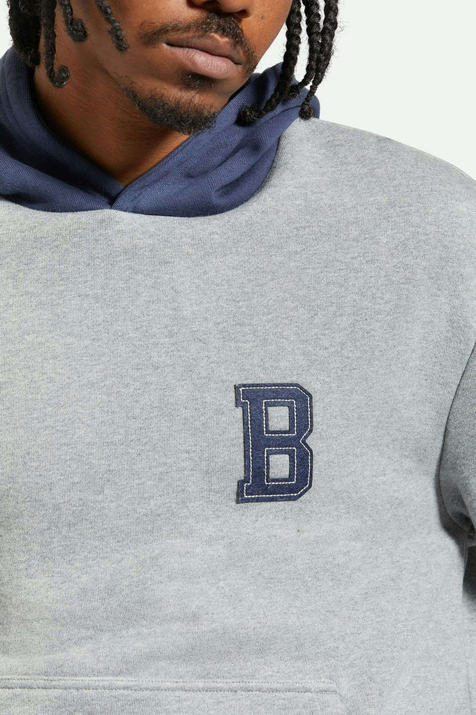 Men's Lifestyle 1 | Retro Heavyweight Relaxed Hoodie - Heather Grey/Washed Navy