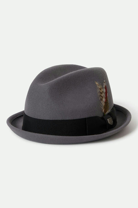 Unisex Gain Fedora in the color Grey/Black - Front Product View