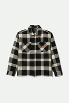 Men's Union Full Zip Flannel in the color Off White/Black - Front Product View