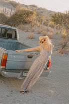 Women's The Abigail Tie Top in the color Worn In Robust Red Stripe - Women's Lifestyle image