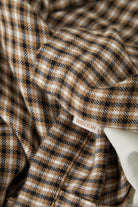 Women's Silky Bowling Button Down Shirt in the color Khaki/Off White/Black Micro - Additional Laydown image