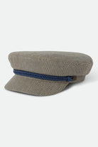 Unisex 76 Fiddler Fisherman Cap in the color Navy/Off White Hickory Stripe - Front Product View