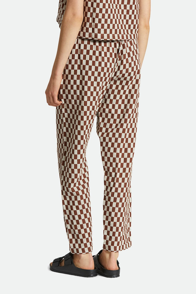 Women's Fit, Back View | Mykonos Small Check Pant - Sepia