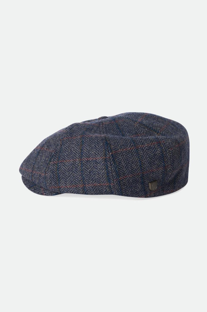 Unisex Brood Newsboy Cap In The Color Washed Navy/Beige – Brixton