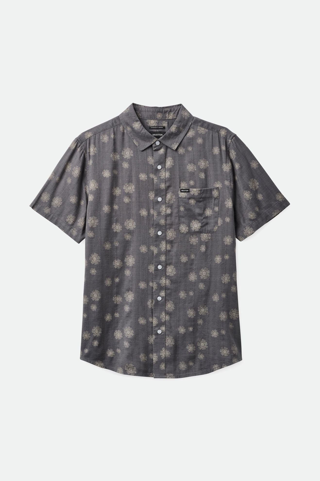 Brixton Men's Charter Slub S/S Woven Shirt - Charcoal Sol | Profile