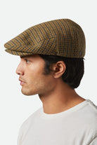Unisex Hooligan Lightweight Flat Cap in the color Tan/Brown/Rust Houndstooth - Additional Fit image