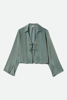 Women's Soho Silky Top in the color Blue Green Shine - Front Product View