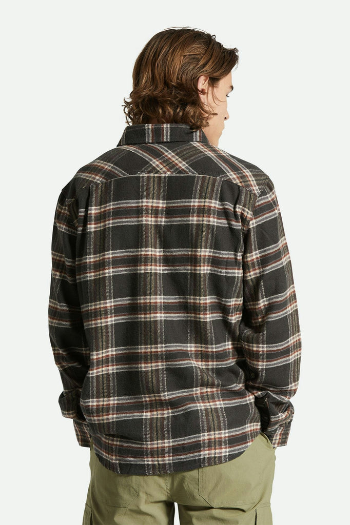 Men's Fit, Back View | Bowery Flannel - Black/Charcoal/Off White