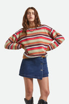 Women's Cozy Crew Sweater in the color Multi Stripe - Women's Front View