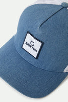 Unisex Alpha Block NetPlus Trucker Hat in the color Denim/White - Additional Laydown image