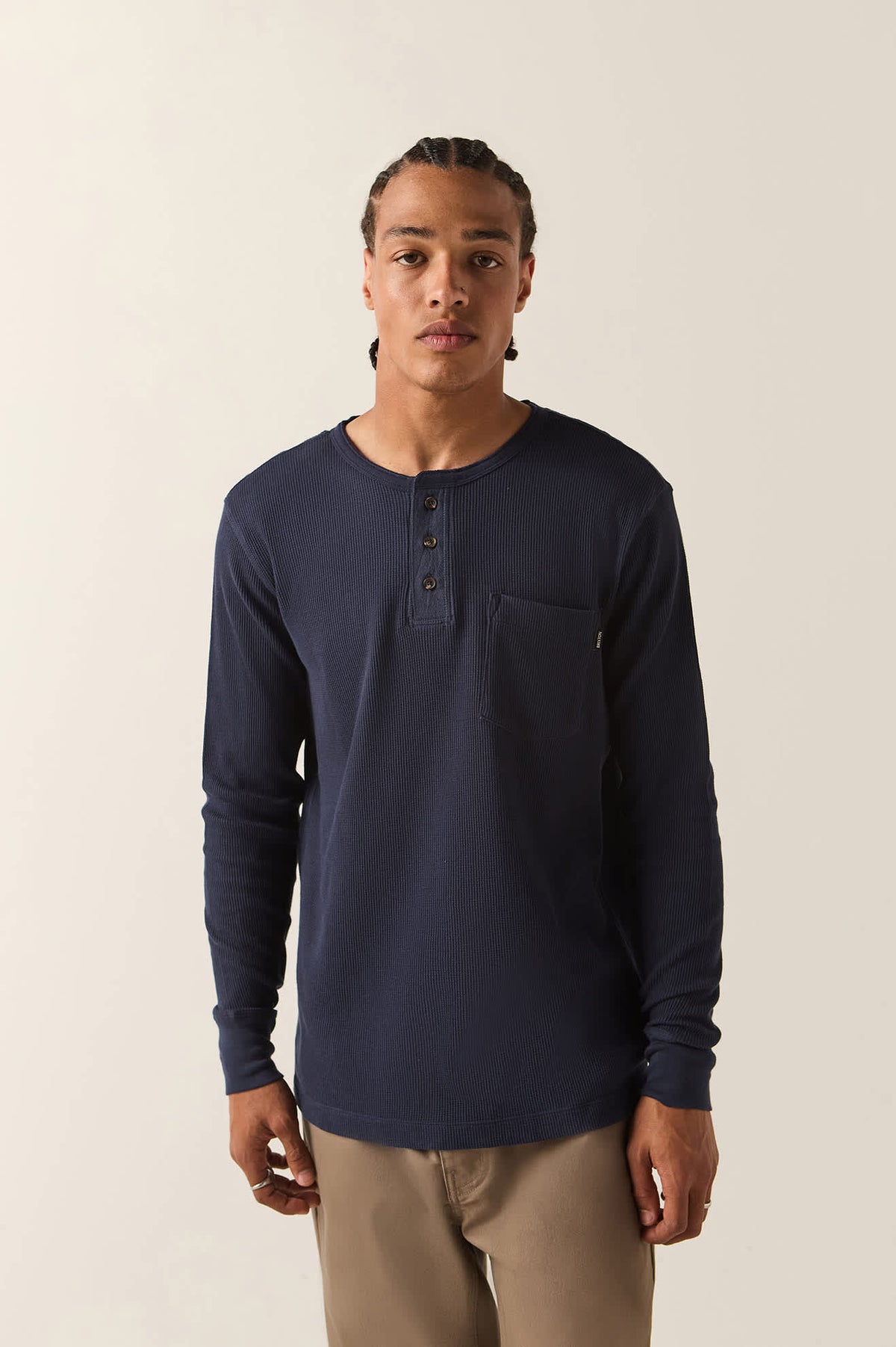 Men's Baseline Waffle Knit Top in the color Navy - Men's Front View
