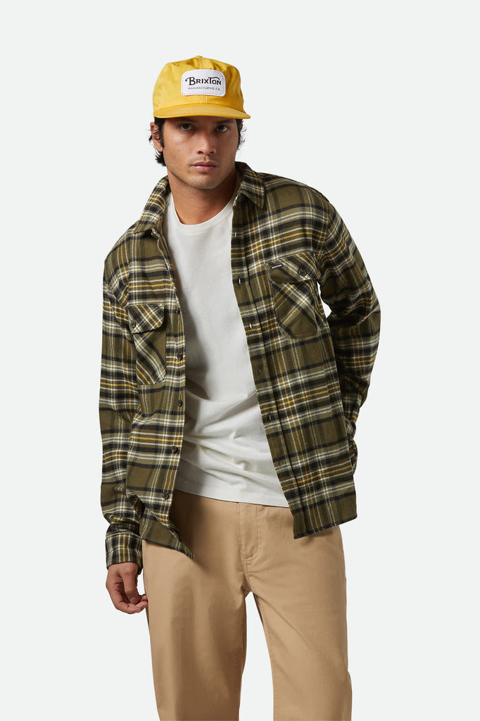 Men's Bowery L/S Flannel in the color Ivy Green/Olive Surplus/Black - Men's Front View