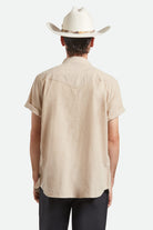 Men's Ford S/S Western Shirt in the color Khaki - Men's Back View