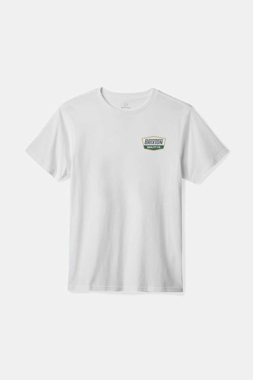 Brixton Men's Regal S/S Standard T-Shirt - White/Charcoal | Profile