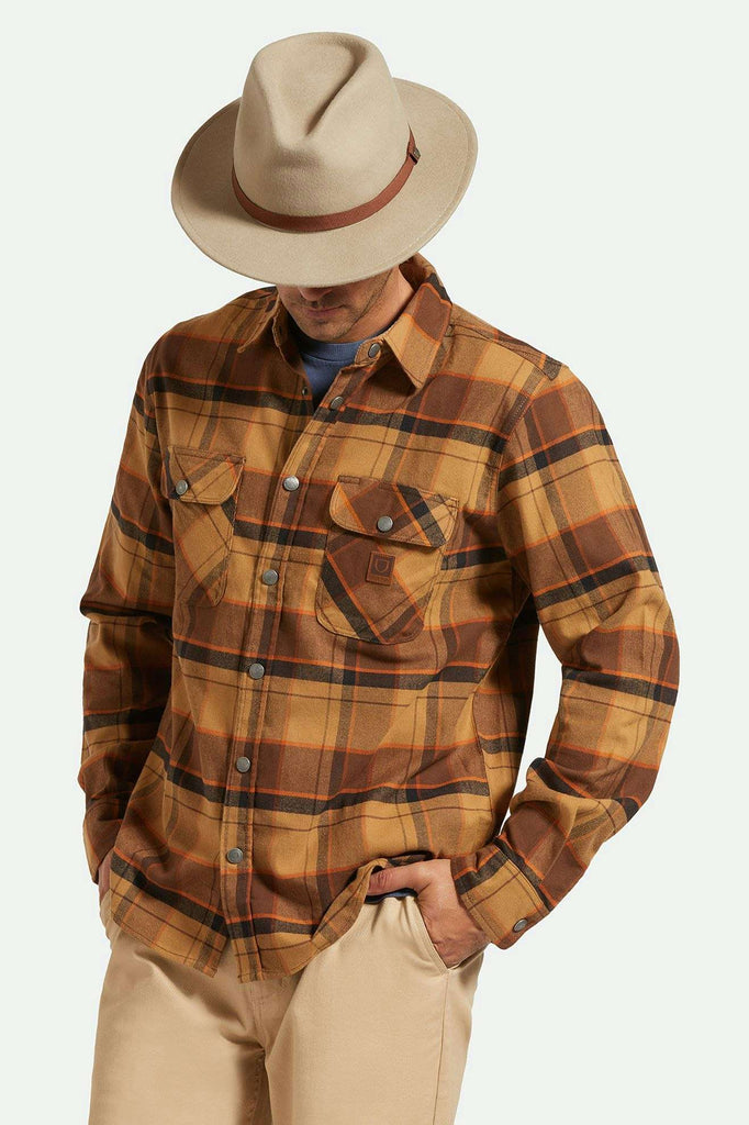 Brixton Unisex Messer Packable Fedora - Timberwolf/Light Brown | Men's Front Fit