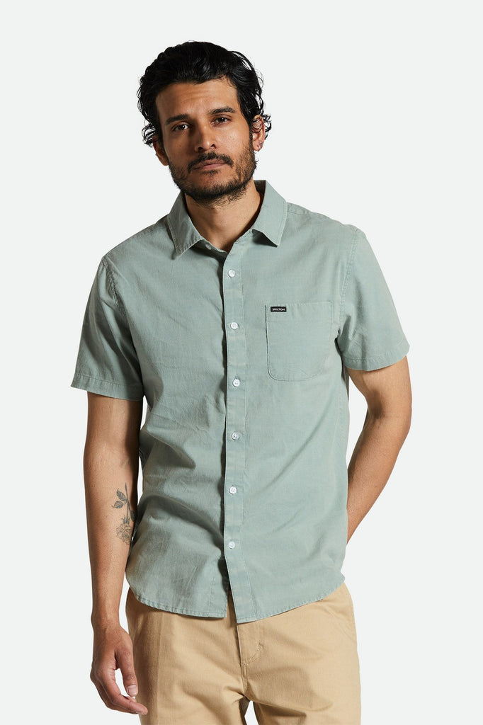 Men's Fit, Front View | Charter Sol Wash S/S Woven Shirt - Chinois Green Sol Wash