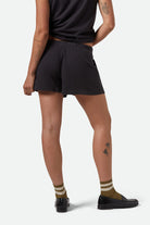 Women's Carefree Organic Garment Dyed Lounge Short in the color Black - Women's Back View