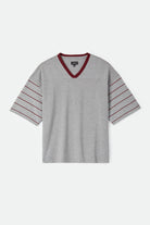 Men's Brixton Football T-Shirt in the color Heather Grey/Maroon - Front Product View