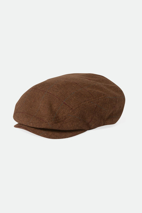 Brixton Unisex Hooligan Lightweight Flat Cap - Brown/Light Brown | Profile