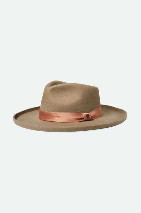 Brixton Women's Victoria Felt Fedora - Timberwolf/Rose Gold Satin | Main