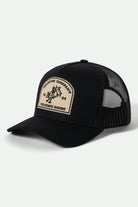 Unisex Danford Netplus Trucker Hat in the color Black/Black - Front Product View