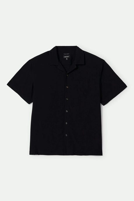 Men's Bunker S/S Camp Collar Shirt in the color Black - Front Product View