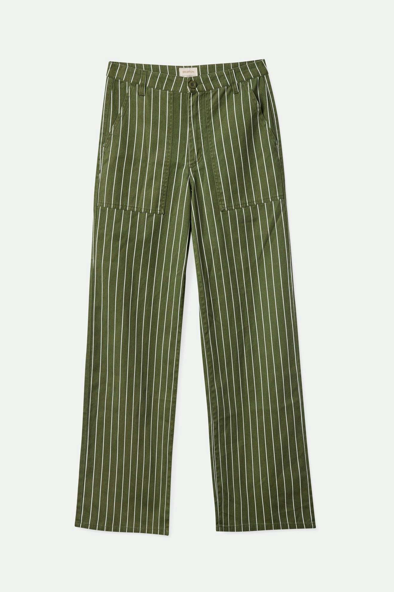 Brixton Women's Vintage Military Lightweight Pant - Olive Surplus/Whitecap Pinstripe | Main