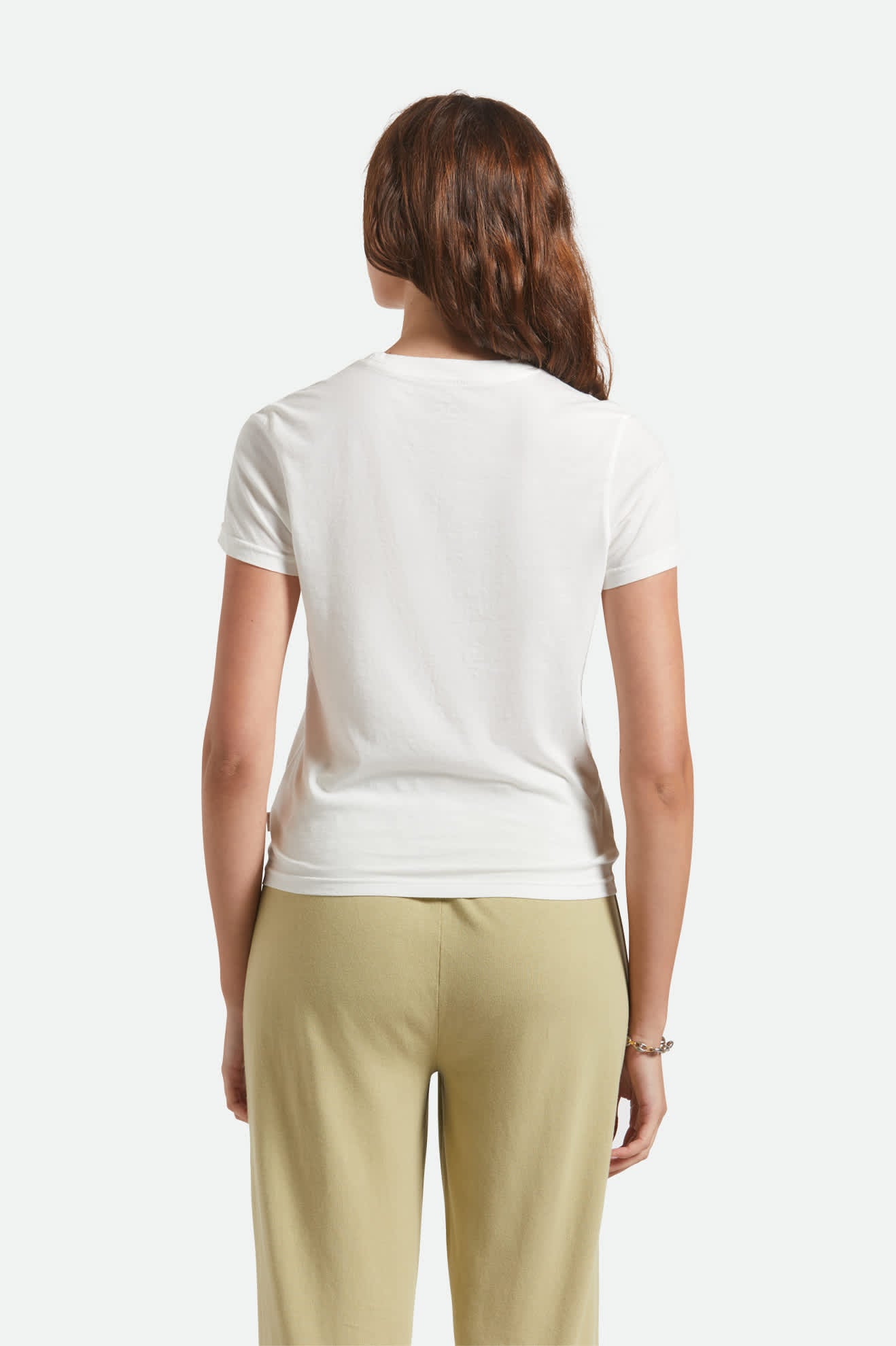 Women's Chill Out Fitted Crew T-Shirt in the color Off White - Women's Back View