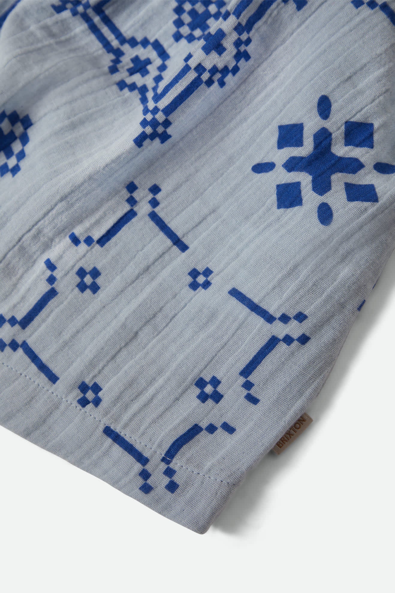 Women's The Tie Dress in the color Aura Blue Tile Print - Additional Laydown image