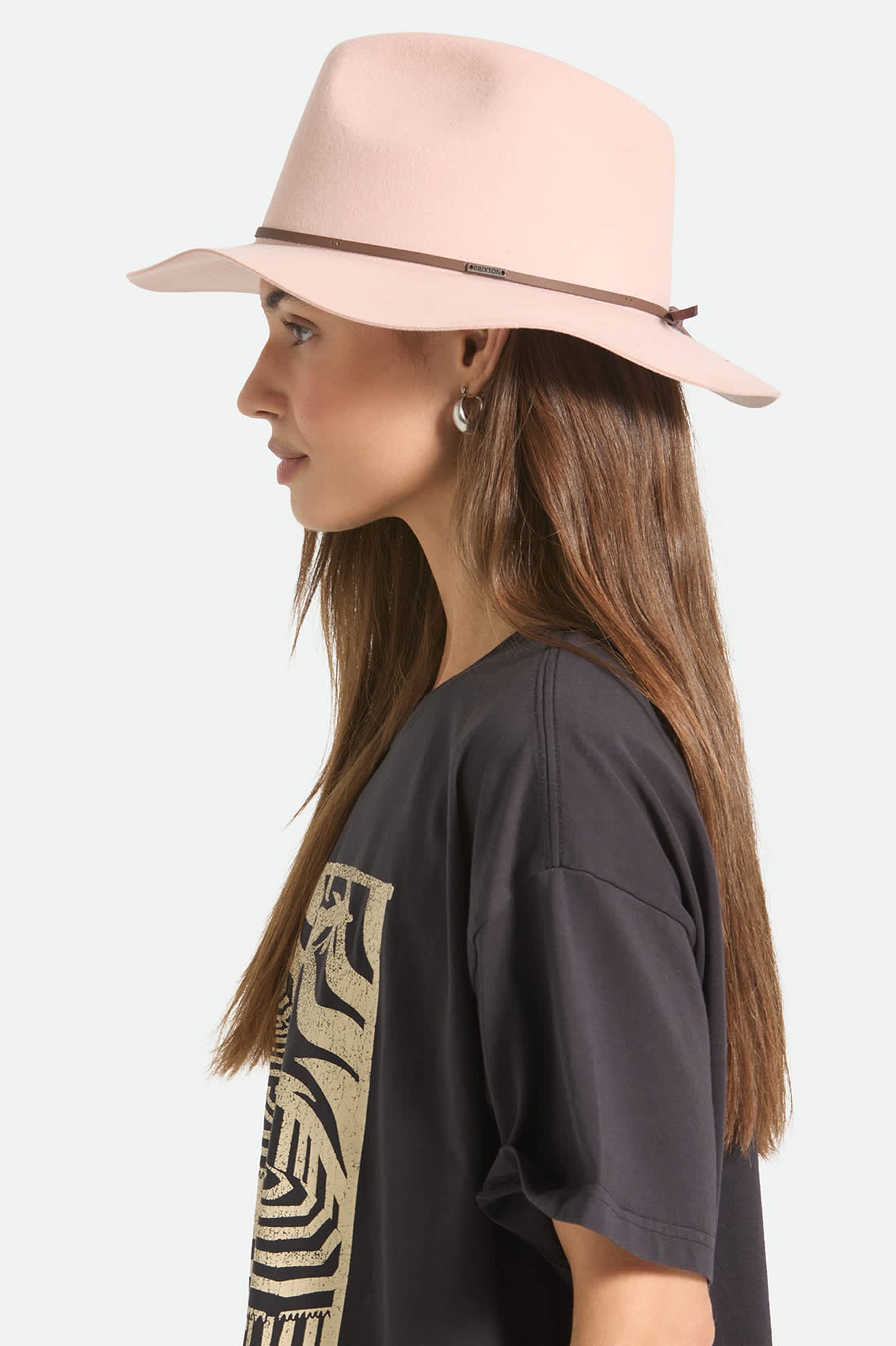Unisex Wesley Fedora in the color Silver Pink/Pinecone - Women's Side View