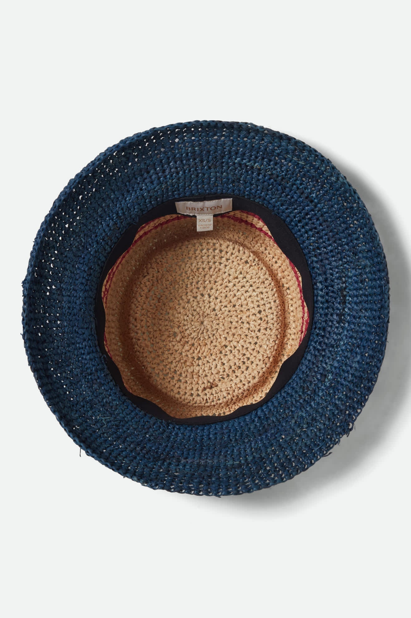 Women's Ellee Straw Bucket Hat in the color Natural/Navy/Red - Additional Laydown image