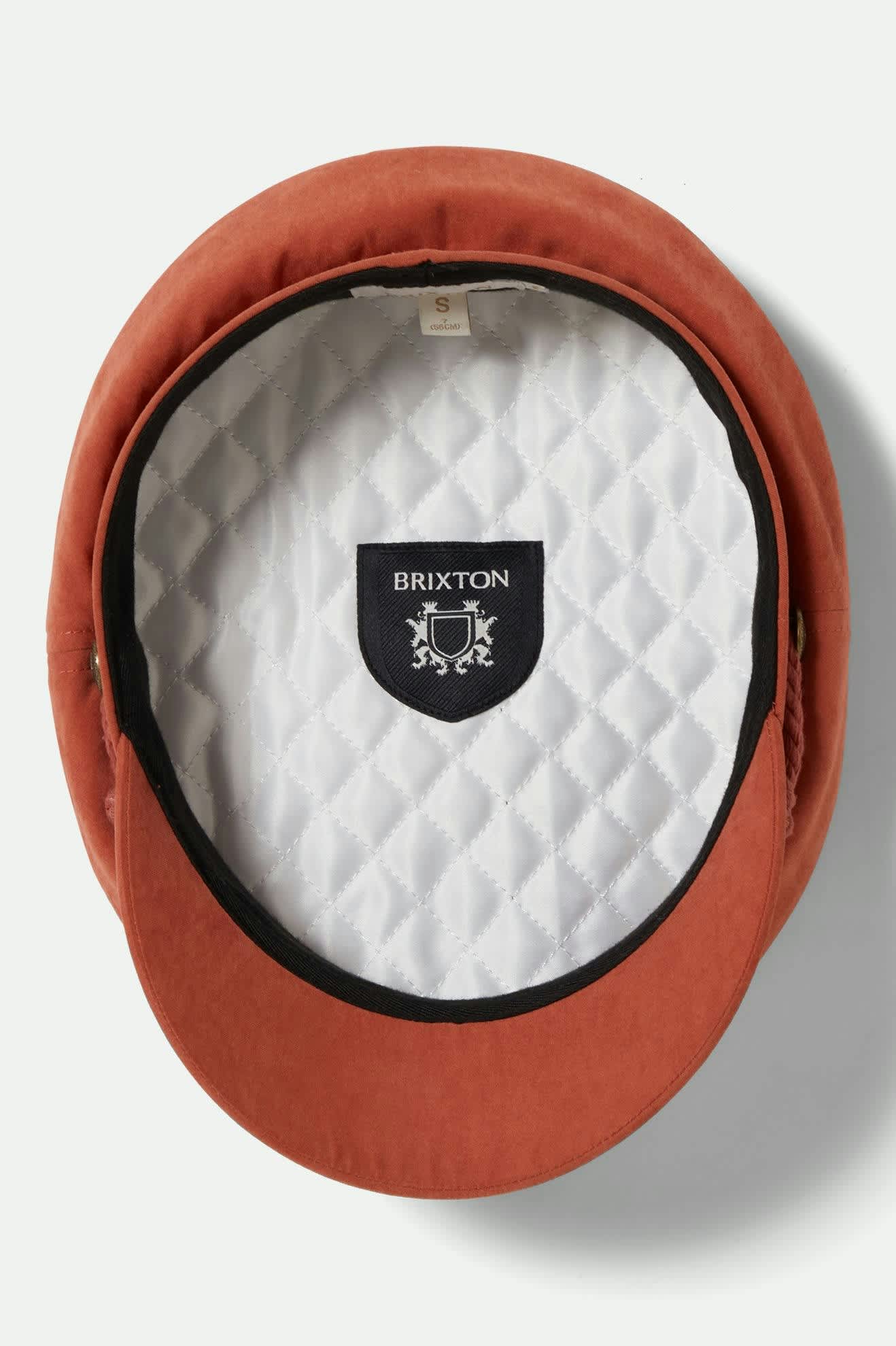 Women's Fiddler Fisherman Cap in the color Terracota Brushed Satin - Additional Laydown image