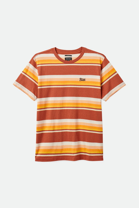 Brixton Men's Hilt Stith S/S Tee - Terracotta/Apricot/Off White | Profile