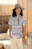 Men's Charter Print Short Sleeve Shirt in the color Navy/White Collage - Men's Lifestyle image