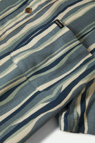 Men's CRU Slub Relaxed S/S Shirt in the color Basalt Blue/Painterly Stripe - Additional Laydown image