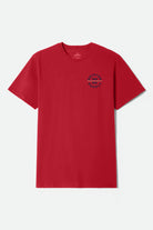 Men's Oath V S/S Standard T-Shirt in the color Fuji Red/Dark Navy/Sand - Front Product View