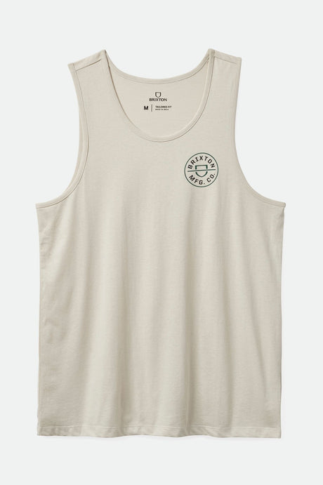 Brixton Men's Crest Tank Top - Beige/Trekking Green/Black | Profile