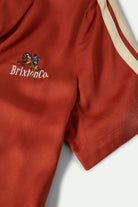 Women's Silky S/S Bowling Button Down in the color Burnt Brick - Additional Laydown image