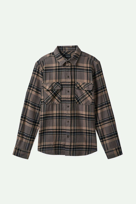 Brixton Men's Bowery L/S Flannel - Charcoal/Black/Cinder Grey | Main