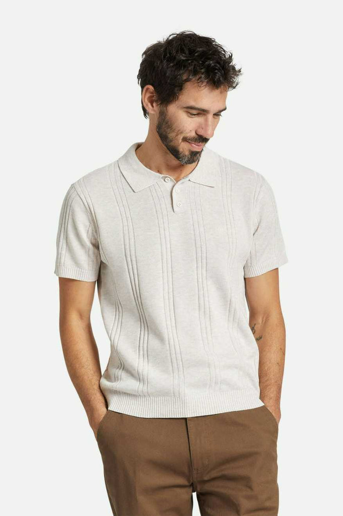 Men's Fit, Front View | Weekend Reversible Merino Wool S/S Polo - Off White