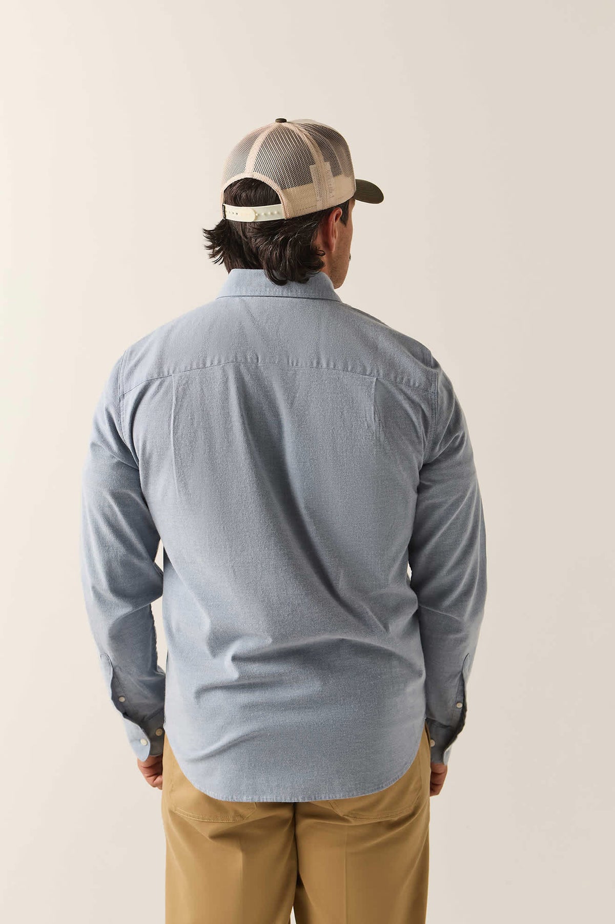 Men's Sanford Shirt in the color Dusty Blue - Men's Back View