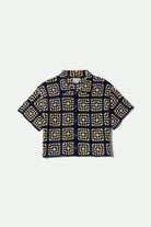 Women's Crochet S/S Button Down in the color Mood Indigo/Off White - Front Product View