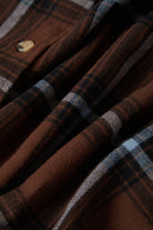 Women's Bowery Vintage Overshirt in the color Pinecone Brown/Black/Borrowed Blue - Additional Laydown image