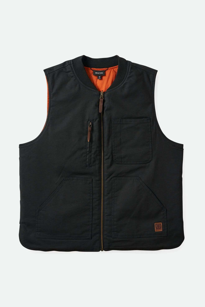 Brixton Men's Builders Abraham Reversible Vest - Washed Black/Rust Orange | Main