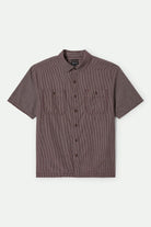 Men's CRU Micro Plaid Relaxed S/S Shirt in the color Cordovan Red Micro Plaid - Front Product View