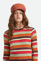 Women's Fiddler Fisherman Cap in the color Terracota Brushed Satin - Women's Front View