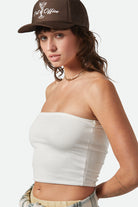 Women's Crinkle Tube Top in the color Off White - Women's Side View