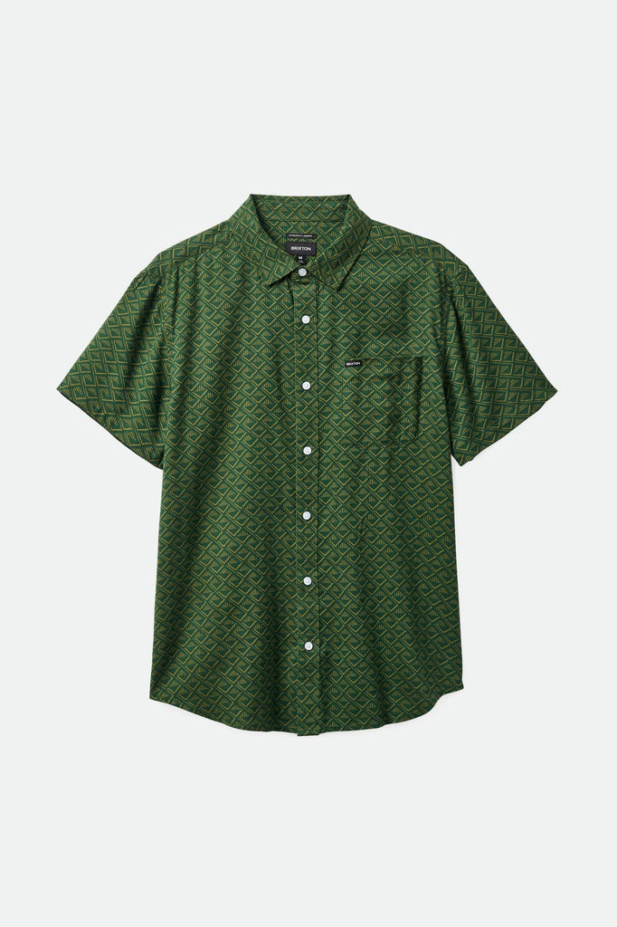 Brixton Men's Charter Print S/S Woven Shirt - Trekking Green Tile | Profile