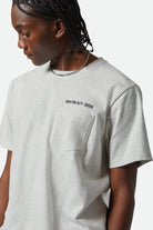 Men's Embroidered Heavyweight S/S Pocket T-Shirt in the color Heather Grey Ash - Additional Fit image